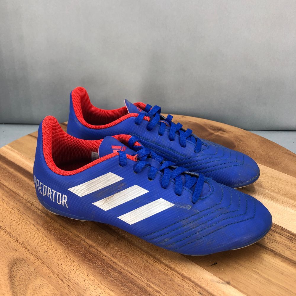 Adidas Predator 19.4 FXG‎ J Soccer Cleats Youth Size 3.5 Blue Lace Up Low Top